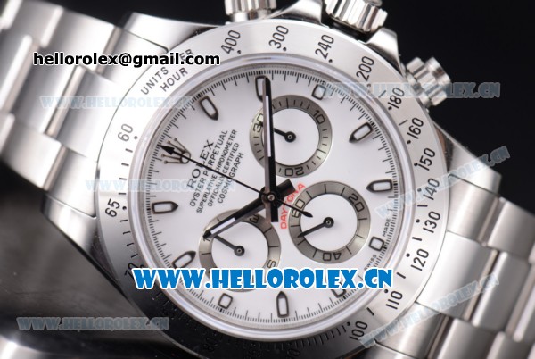 Rolex Daytona Chronograph Clone Rolex 4130 Automatic Stainless Steel Case/Bracelet with White Dial and Stick Markers (EF) - Click Image to Close