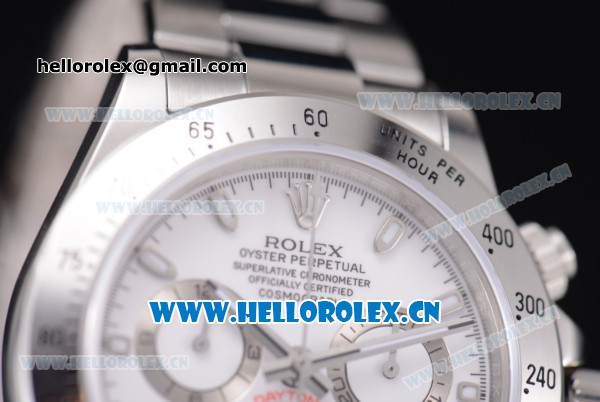 Rolex Daytona Chronograph Clone Rolex 4130 Automatic Stainless Steel Case/Bracelet with White Dial and Stick Markers (EF) - Click Image to Close