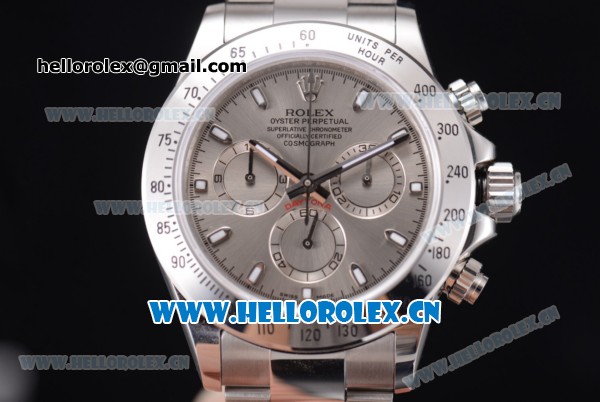 Rolex Daytona Chronograph Clone Rolex 4130 Automatic Stainless Steel Case/Bracelet with Grey Dial and Stick Markers (EF) - Click Image to Close