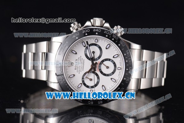 Rolex Daytona Chronograph Clone Rolex 4130 Automatic Stainless Steel Case/Bracelet with White Dial and Stick Markers (BP) - Click Image to Close