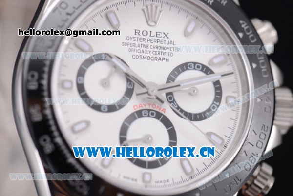 Rolex Daytona Chronograph Clone Rolex 4130 Automatic Stainless Steel Case/Bracelet with White Dial and Stick Markers (BP) - Click Image to Close