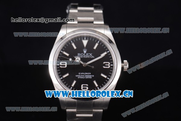 Rolex Explorer Swiss Swiss ETA 2836 Automatic Stainless Steel Case/Bracelet with Black Dial and Arabic Number/Stick Markers - Click Image to Close