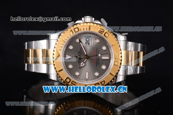Rolex Yacht-Master 40 Swiss Swiss ETA 2836 Automatic Two Tone Case/Bracelet with Grey Dial and Dot Markers (JF) - Click Image to Close