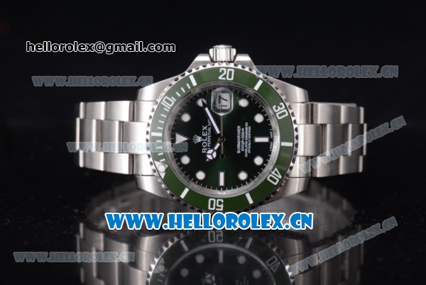 Rolex Submariner Miyota 8215 Automatic Steel Case/Bracelet with Green Dial and Dot Markers - Click Image to Close