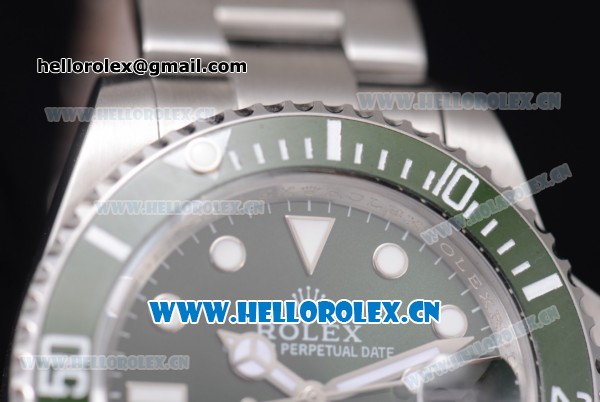 Rolex Submariner Miyota 8215 Automatic Steel Case/Bracelet with Green Dial and Dot Markers - Click Image to Close