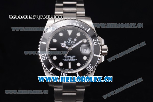 Rolex Submariner Miyota 8215 Automatic Steel Case/Bracelet with Black Dial and Dot Markers - Click Image to Close