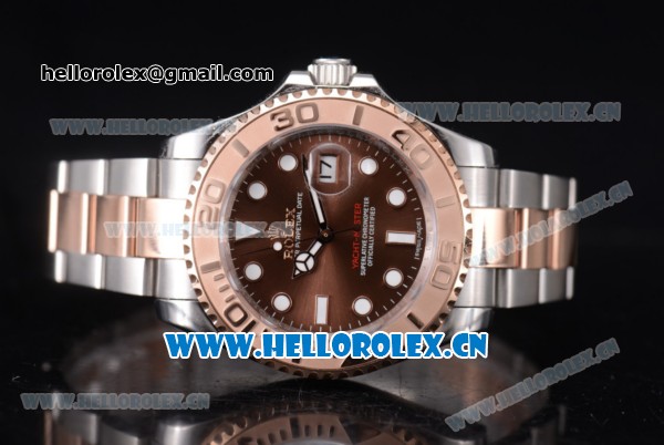 Rolex Yacht Master 40 Miyota 8215 Automatic Two Tone Case/Bracelet with Brown Dial and Dot Markers - Click Image to Close