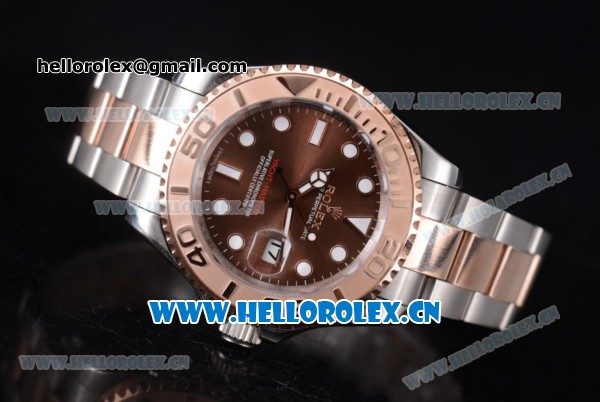 Rolex Yacht Master 40 Miyota 8215 Automatic Two Tone Case/Bracelet with Brown Dial and Dot Markers - Click Image to Close
