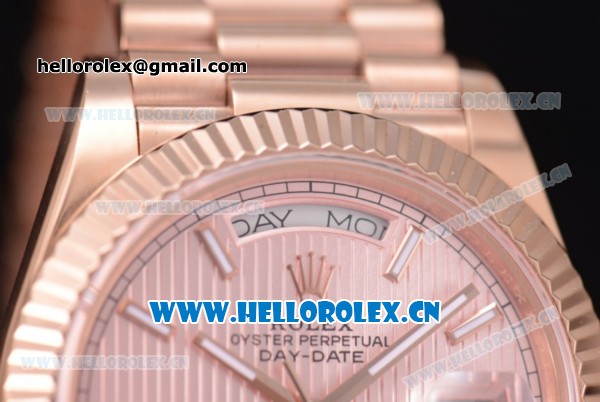 Rolex Day Date II Swiss ETA 2836 Automatic Rose Gold Case/Bracelet with Pink Dial and Stick Markers (BP) - Click Image to Close
