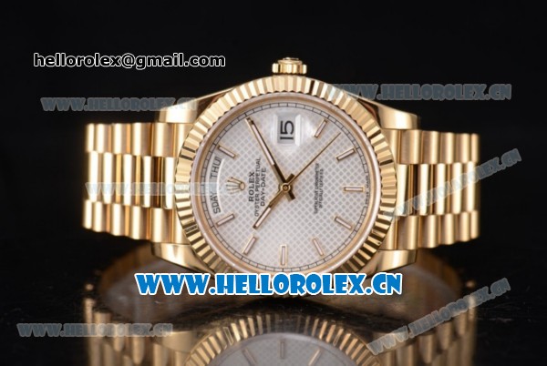 Rolex Day Date II Swiss ETA 2836 Automatic Yellow Gold Case/Bracelet with Silver Dial Yellow Gold Second Hand and Stick Markers (BP) - Click Image to Close