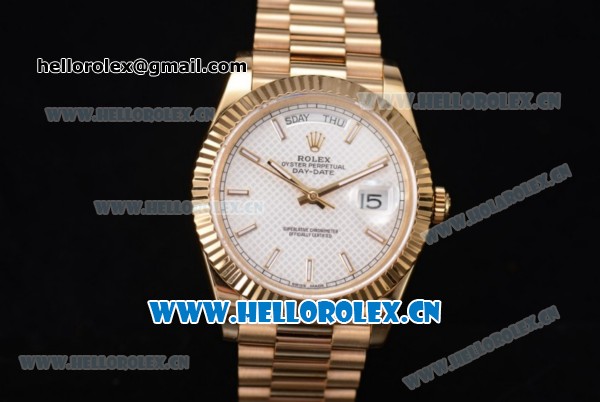Rolex Day Date II Swiss ETA 2836 Automatic Yellow Gold Case/Bracelet with Silver Dial Yellow Gold Second Hand and Stick Markers (BP) - Click Image to Close