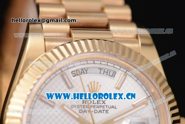 Rolex Day Date II Swiss ETA 2836 Automatic Yellow Gold Case/Bracelet with Silver Dial Yellow Gold Second Hand and Stick Markers (BP) - Click Image to Close