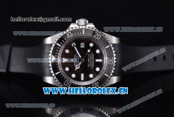 Rolex Deepsea Sea Dweller Ocean Swiss ETA 2836 Automatic Steel Case with Black Dial Black Rubber Strap and Dot Markers - 1:1 Original (NOOB) - Click Image to Close