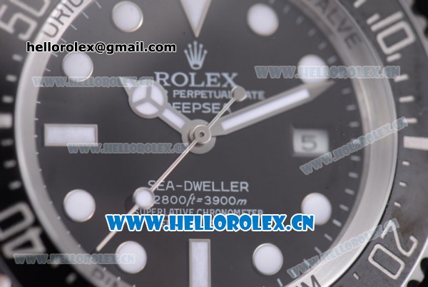 Rolex Deepsea Sea Dweller Ocean Swiss ETA 2836 Automatic Steel Case with Black Dial Black Rubber Strap and Dot Markers - 1:1 Original (NOOB) - Click Image to Close
