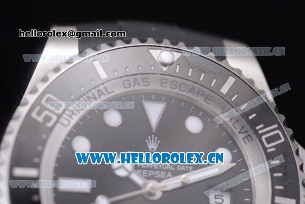 Rolex Deepsea Sea Dweller Ocean Swiss ETA 2836 Automatic Steel Case with Black Dial Black Rubber Strap and Dot Markers - 1:1 Original (NOOB) - Click Image to Close