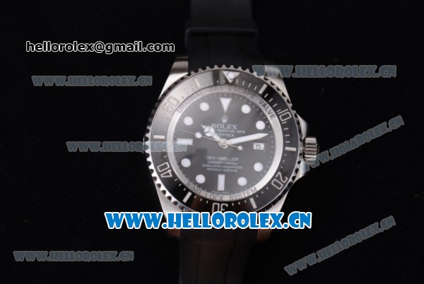 Rolex Deepsea Sea Dweller Ocean Swiss ETA 2836 Automatic Steel Case with Black Dial Black Rubber Strap and Dot Markers - 1:1 Original (NOOB) - Click Image to Close