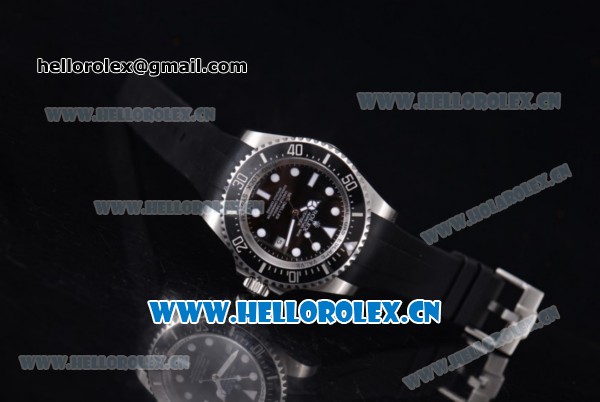 Rolex Deepsea Sea Dweller Ocean Swiss ETA 2836 Automatic Steel Case with Black Dial Black Rubber Strap and Dot Markers - 1:1 Original (NOOB) - Click Image to Close