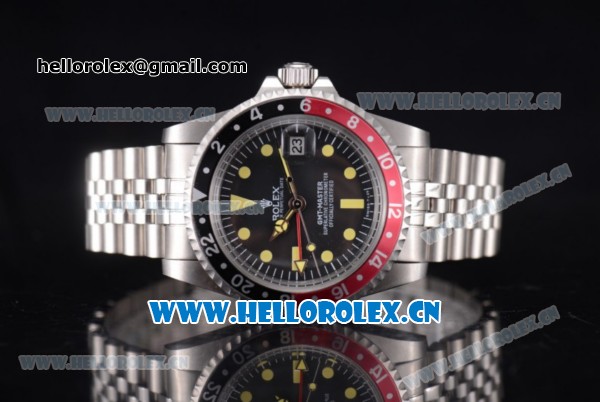 Rolex GMT-Master Vintage Asia 2813 Automatic Stainless Steel Case/Bracelet with Black Dial and Dot Markers - Click Image to Close