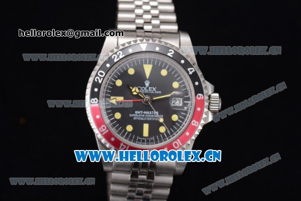 Rolex GMT-Master Vintage Asia 2813 Automatic Stainless Steel Case/Bracelet with Black Dial and Dot Markers - Click Image to Close