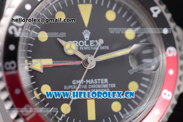 Rolex GMT-Master Vintage Asia 2813 Automatic Stainless Steel Case/Bracelet with Black Dial and Dot Markers - Click Image to Close