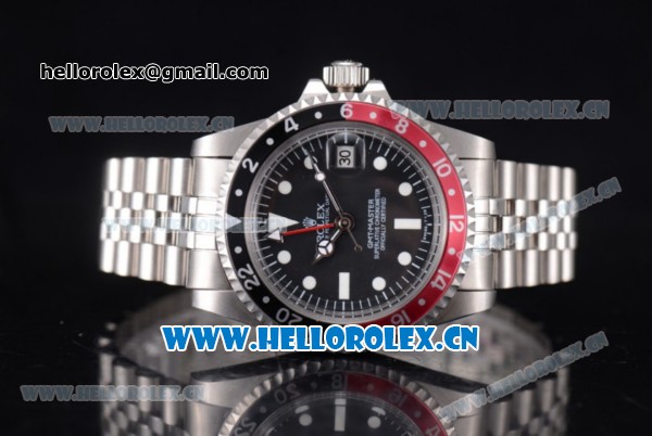 Rolex GMT-Master Vintage Asia 2813 Automatic Stainless Steel Case/Bracelet with Black Dial and White Dot Markers - Click Image to Close