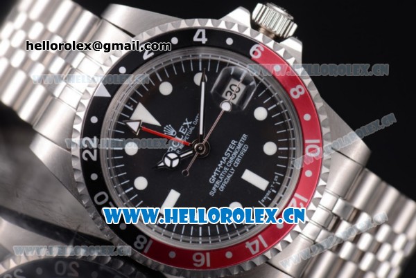 Rolex GMT-Master Vintage Asia 2813 Automatic Stainless Steel Case/Bracelet with Black Dial and White Dot Markers - Click Image to Close
