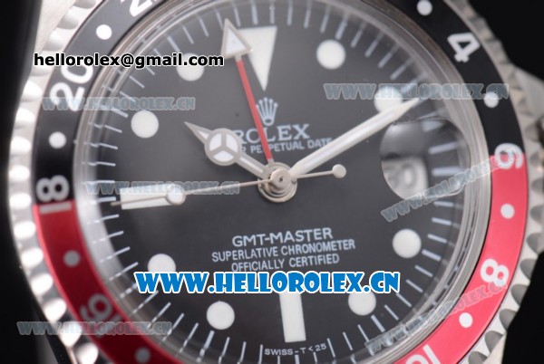 Rolex GMT-Master Vintage Asia 2813 Automatic Stainless Steel Case/Bracelet with Black Dial and White Dot Markers - Click Image to Close