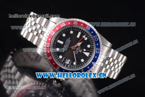 Rolex GMT-Master Vintage Asia 2813 Automatic Stainless Steel Case/Bracelet with Black Dial and Blue/Red Bezel - Click Image to Close