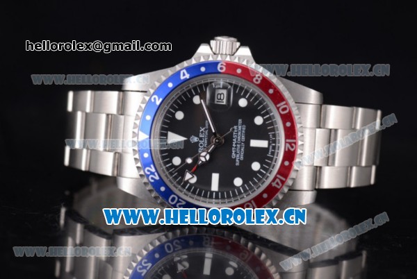 Rolex GMT-Master Vintage Asia 2813 Automatic Stainless Steel Case/Bracelet with Black Dial and White Markers - Click Image to Close