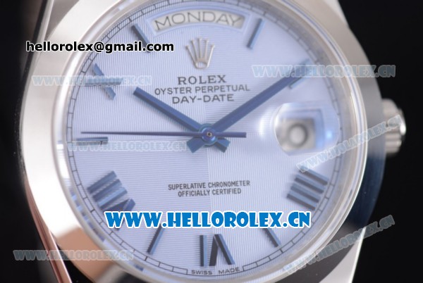 Rolex Day Date II Clone Rolex 3255 Automatic Stainless Steel Case/Bracelet with Stick Markers and Blue Dial (BP) - Click Image to Close
