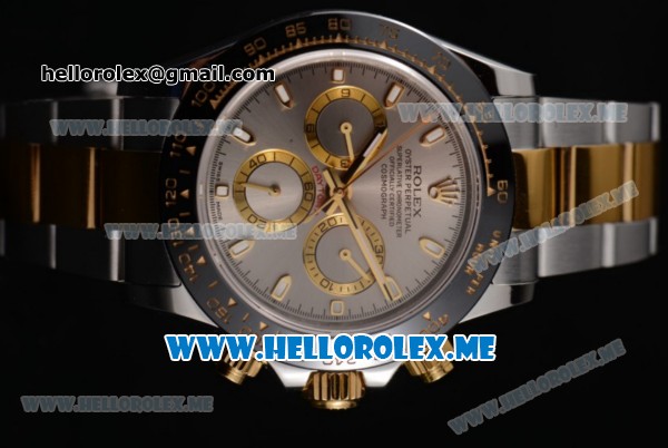 Rolex Daytona Clone Rolex 4130 Automatic Steel Case with Grey Dial Two Tone Bracelet Stick Markers (EF) - Click Image to Close