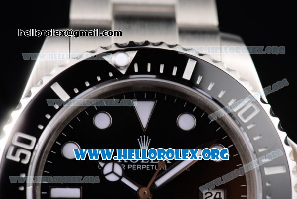 Rolex Sea-Dweller Clone Rolex 3135 Automatic Stainless Steel Case/Bracelet with Black Dial and Dot Markers (BP) - Click Image to Close