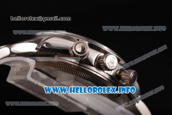 Rolex Daytona Vintage Chrono Miyota OS20 Quartz Steel Case/Bracelet with Black Dial and Point Markers - White Inner Bezel - Click Image to Close