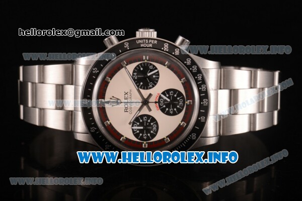 Rolex Daytona Vintage Chrono Miyota OS20 Quartz Steel Case/Bracelet with White Dial and Silver Markers - Brown Inner Bezel - Click Image to Close