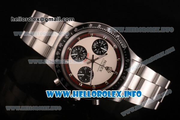 Rolex Daytona Vintage Chrono Miyota OS20 Quartz Steel Case/Bracelet with White Dial and Silver Markers - Brown Inner Bezel - Click Image to Close