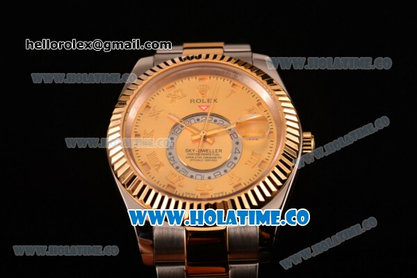 Rolex Sky-Dweller Asia Automatic Two Tone Case/Bracelet with Roman Numeral Markers and Gold Dial - Click Image to Close