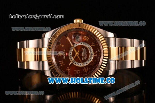 Rolex Sky-Dweller Asia Automatic Two Tone Case/Bracelet with Roman Numeral Markers and Brown Dial - Click Image to Close