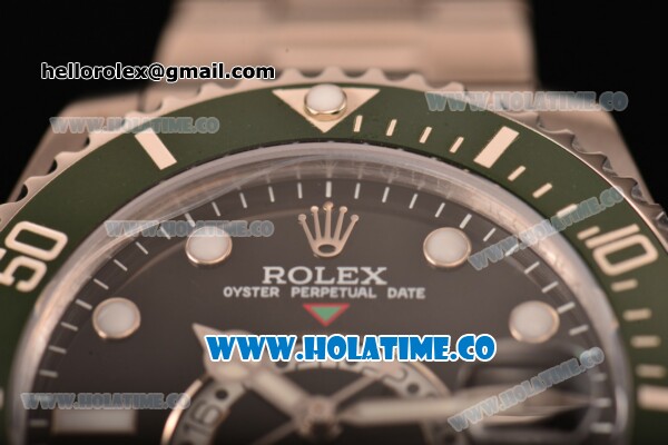 Rolex GMT-Master II Chronometer Asia Automatic Full Steel with Black Dial and White Dot Markers - Green Bezel - Click Image to Close