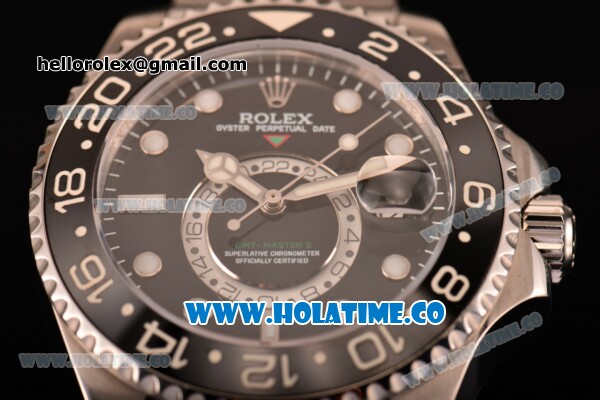 Rolex GMT-Master II Chronometer Asia Automatic Full Steel with Black Dial and White Dot Markers - Click Image to Close