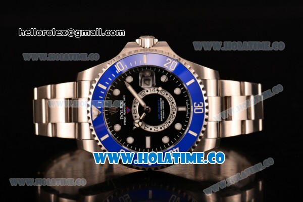 Rolex GMT-Master II Chronometer Asia Automatic Full Steel with Black Dial and White Markers - Blue Bezel - Click Image to Close