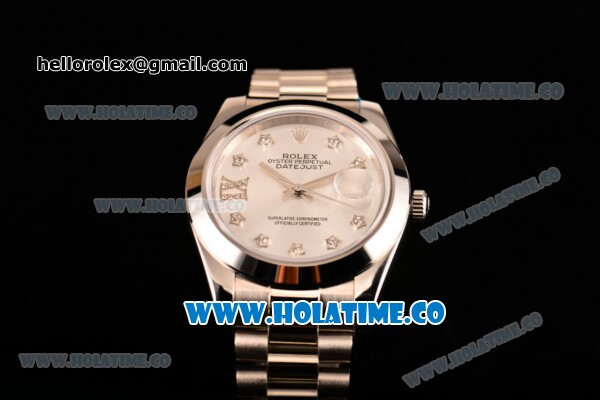 Rolex Datejust II Asia 2813 Automatic Steel Case/Bracelet with White Dial and Diamonds Markers - Click Image to Close