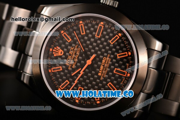 Rolex Milgauss Asia Automatic Full PVD with Orange Stick Markers and Black Dial - Click Image to Close
