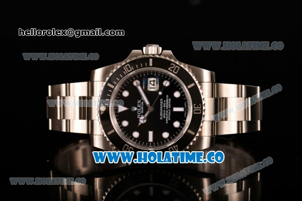 Rolex Submariner Clone Rolex 3135 Automatic Full Steel with Black Dial and White Dot Markers - Click Image to Close