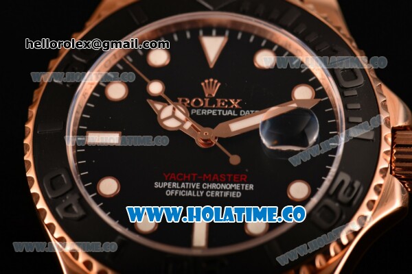 Rolex Yachtmaster 40 Asia 2813 Automatic Rose Gold Case with Black Dial and White Dot Markers (GF) - Click Image to Close