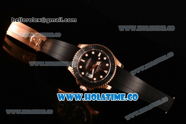Rolex Yachtmaster 40 Asia 2813 Automatic Rose Gold Case with Black Dial and White Dot Markers (GF) - Click Image to Close