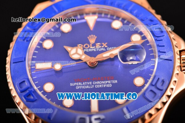 Rolex Yachtmaster 40/Yachtmaster II Asia 2813 Automatic Steel Case with Blue Dial and Blue Rubber Strap - White Markers - Click Image to Close