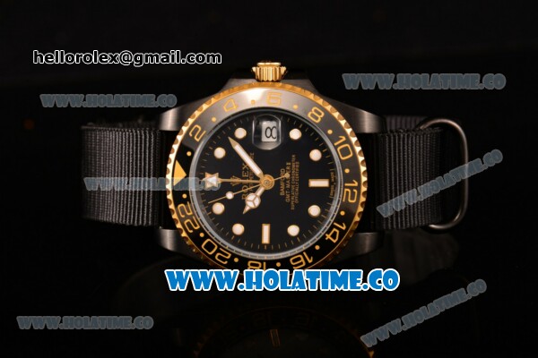 Rolex GMT-Master II Asia Automatic PVD Case with White Markers and Black Nylon Strap - Click Image to Close