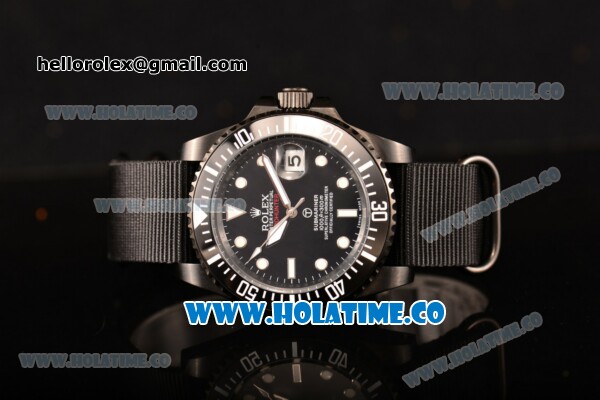 Rolex GMT-Master II Asia Automatic PVD Case with Black Dial White Markers and Black Nylon Strap - Click Image to Close