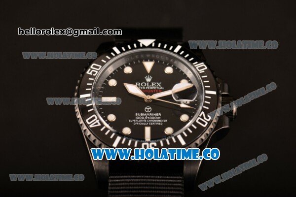Rolex GMT-Master II Asia Automatic PVD Case with Black Dial White Markers and Black Nylon Strap - Click Image to Close