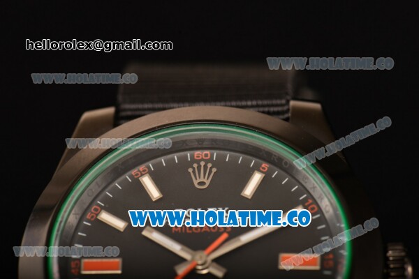 Rolex Milgauss Asia Automatic PVD Case with Stick Markers and Black Nylon Strap - Click Image to Close